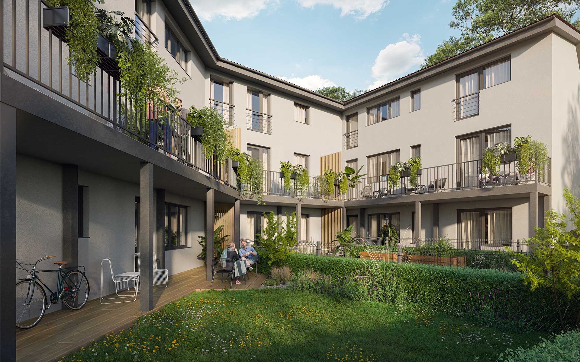 Vizualizace projektu - pohled z dvora