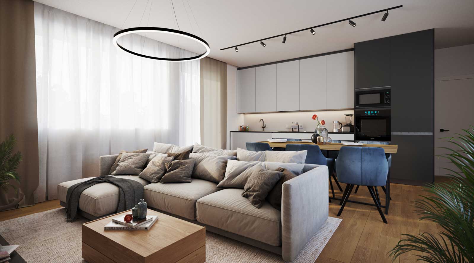 Vizualizace projektu - obývací pokoj